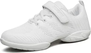 BAXINIER Girls White Cheerleading Dance Shoes Breathable Youth Cheer Competition Sneakers Athletic Training Tennis Shoes