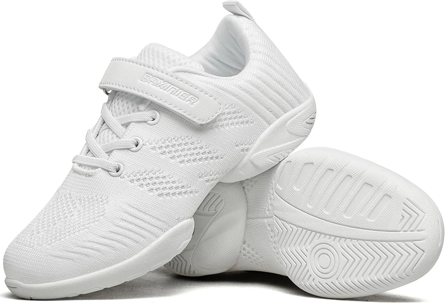 BAXINIER Girls White Cheerleading Dance Shoes Breathable Youth Cheer Competition Sneakers Athletic Training Tennis Shoes