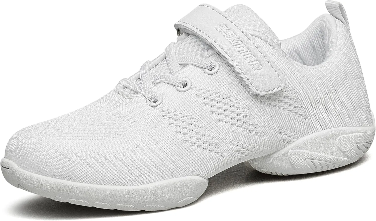 BAXINIER Girls White Cheerleading Dance Shoes Breathable Youth Cheer Competition Sneakers Athletic Training Tennis Shoes