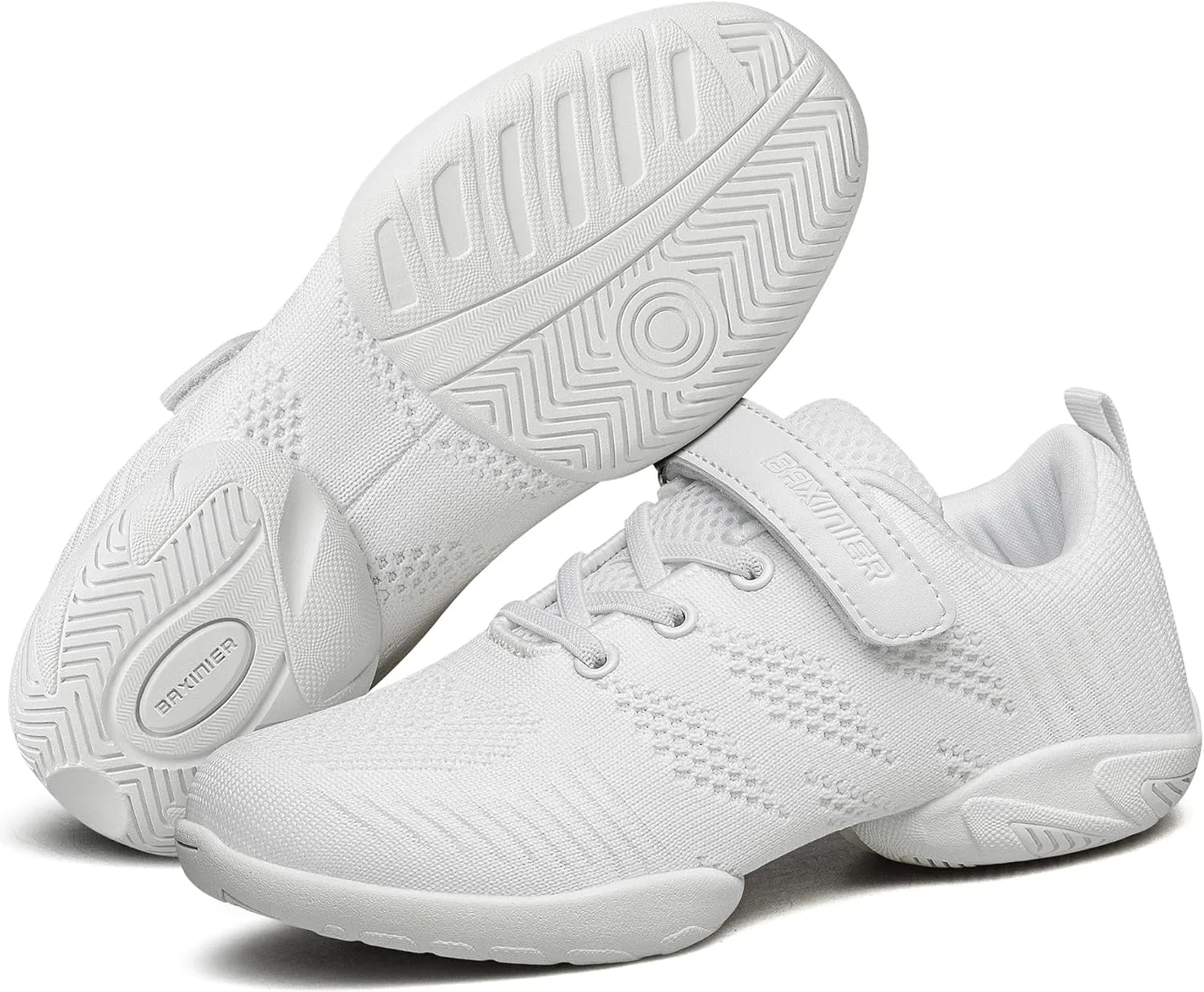 BAXINIER Girls White Cheerleading Dance Shoes Breathable Youth Cheer Competition Sneakers Athletic Training Tennis Shoes