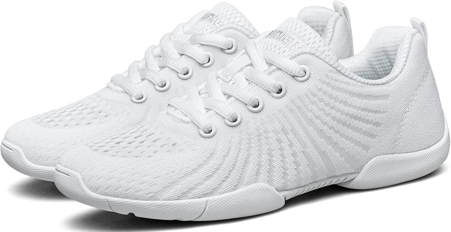 BAXINIER Girls White Cheerleading Shoes Youth Competition Cheer Sneakers Lightweight Athletic Training Dance Tennis Walking Shoes
