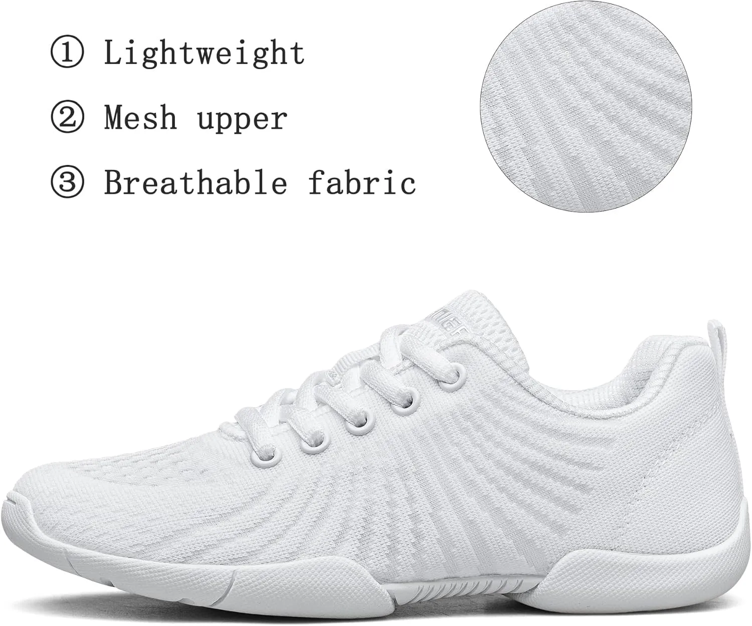 BAXINIER Girls White Cheerleading Shoes Youth Competition Cheer Sneakers Lightweight Athletic Training Dance Tennis Walking Shoes