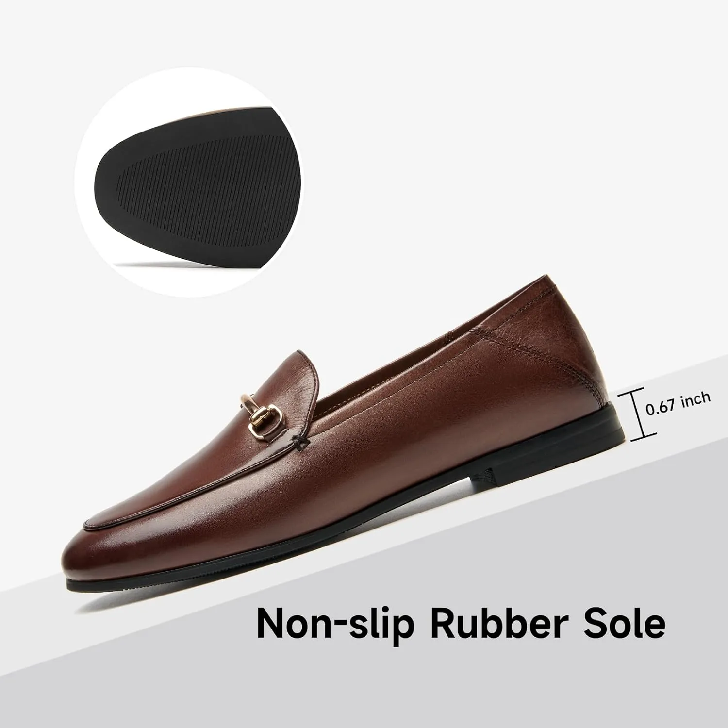 BEAU TODAY Loafers for Women Flats Shoes, Women’s Leather Penny Loafers, Comfortable Slip-on Business Casual Loafers Pointed Toe Non-Slip Office Work Trendy Ladies Flat Dress Shoes