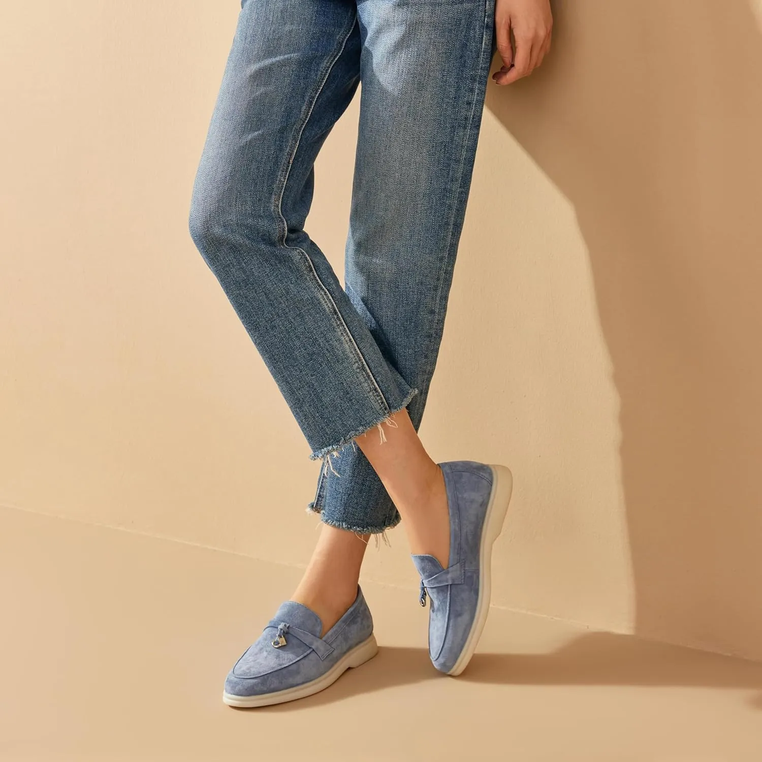 BEAU TODAY Suede Penny Loafers for Women Flats Shoes, Comfortable Slip On Loafers, Driving Loafers Shoes Dress Business Casual Non-Slip Office Work Ladies Shoes