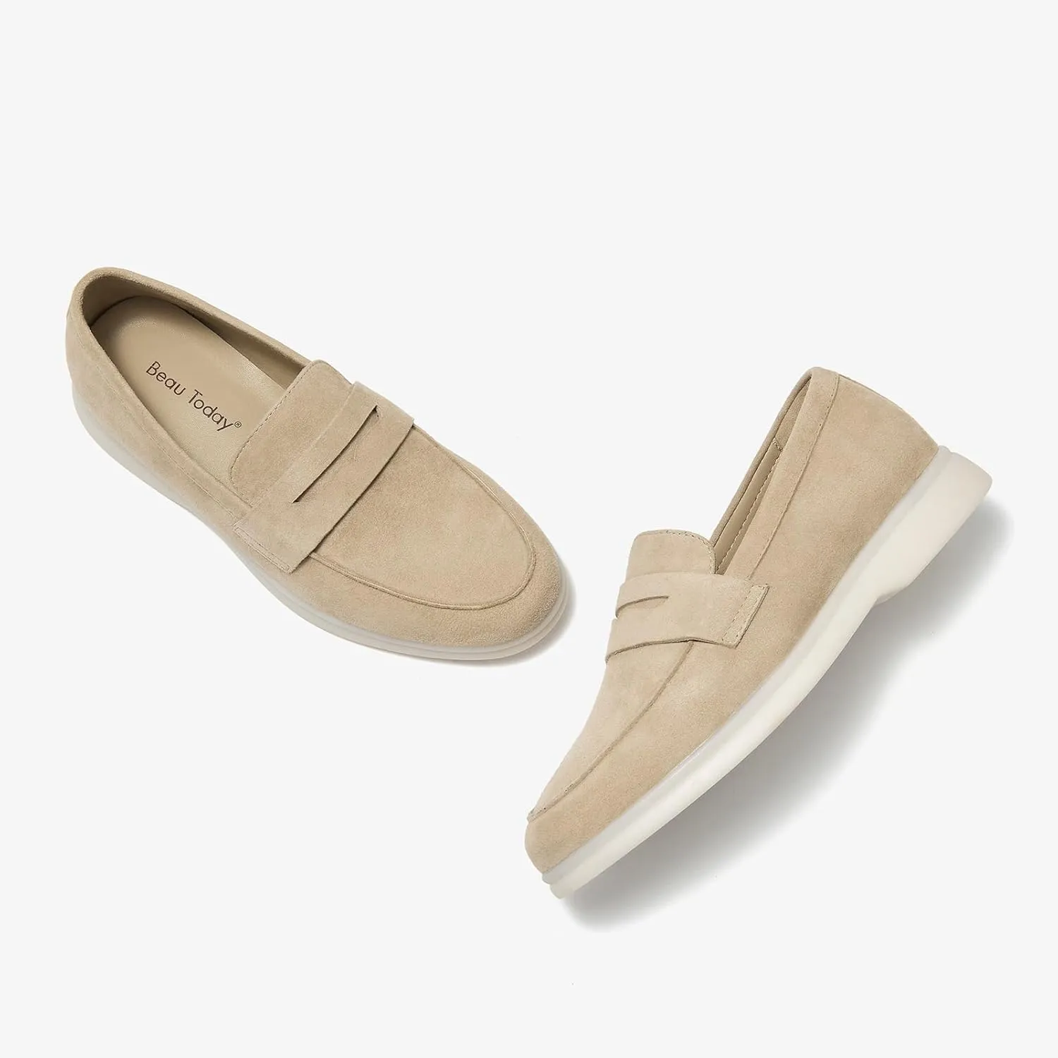 BEAU TODAY Suede Penny Loafers for Women Flats Shoes, Comfortable Slip On Loafers, Driving Loafers Shoes Dress Business Casual Non-Slip Office Work Ladies Shoes
