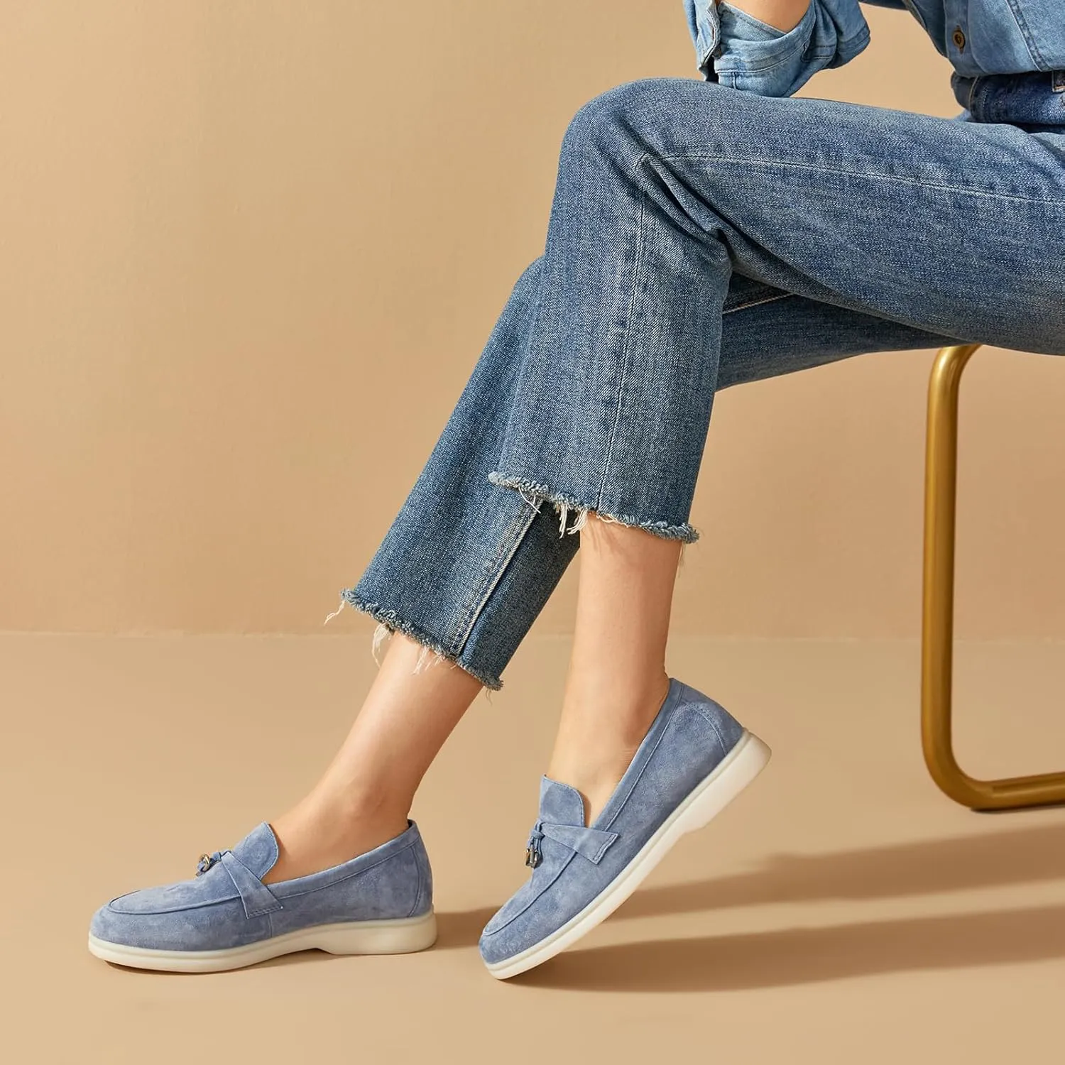 BEAU TODAY Suede Penny Loafers for Women Flats Shoes, Comfortable Slip On Loafers, Driving Loafers Shoes Dress Business Casual Non-Slip Office Work Ladies Shoes