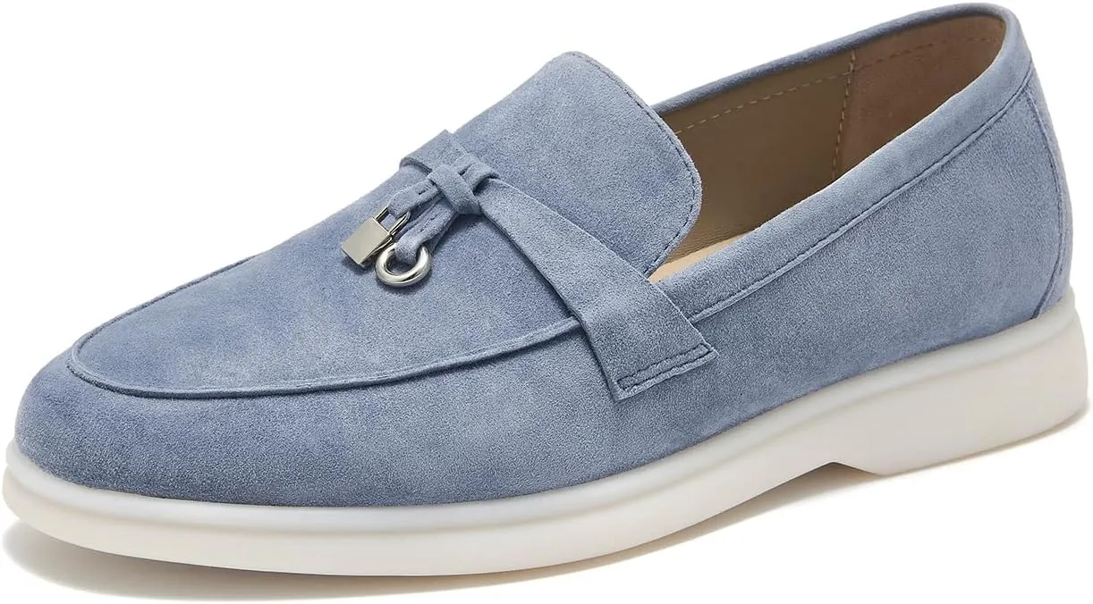BEAU TODAY Suede Penny Loafers for Women Flats Shoes, Comfortable Slip On Loafers, Driving Loafers Shoes Dress Business Casual Non-Slip Office Work Ladies Shoes