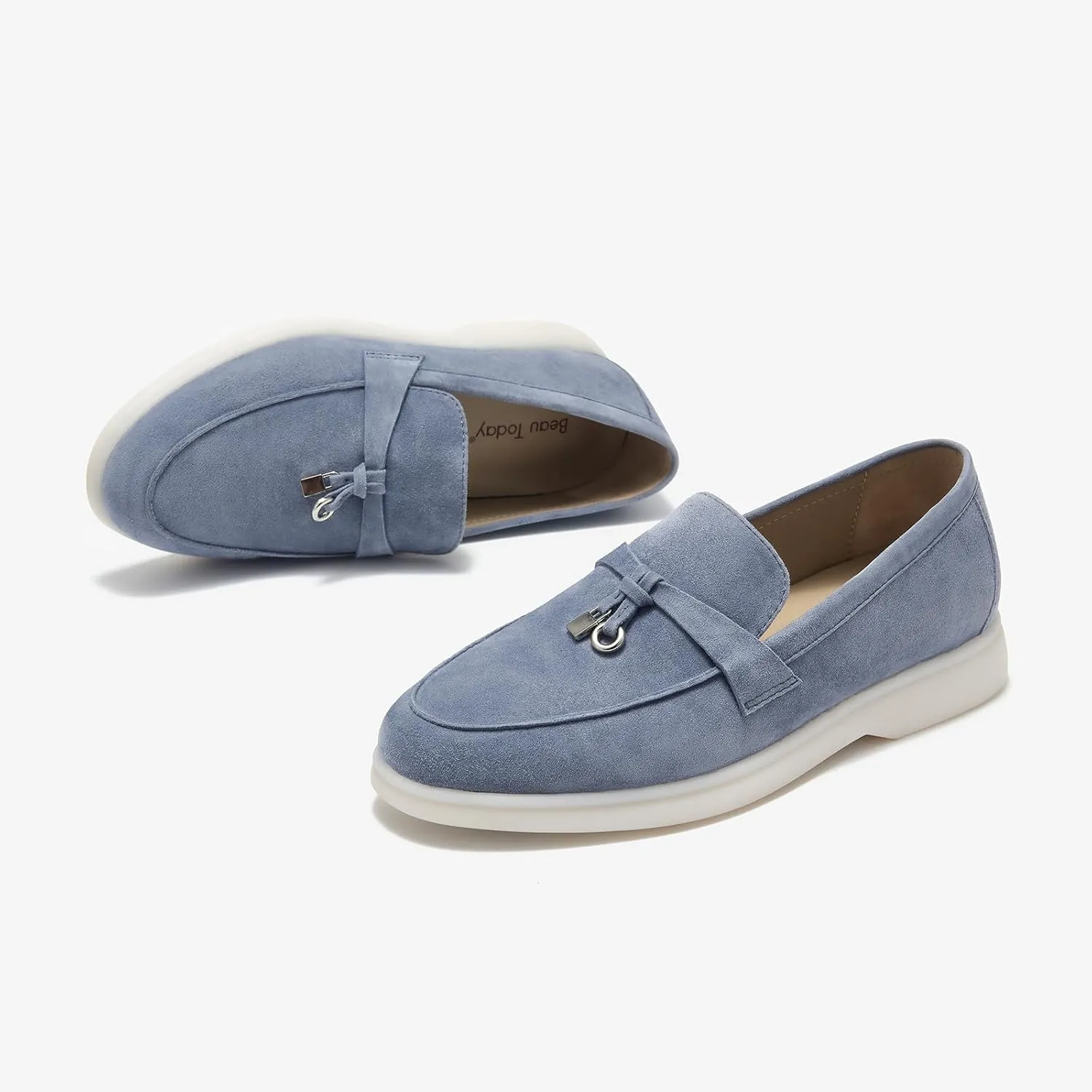 BEAU TODAY Suede Penny Loafers for Women Flats Shoes, Comfortable Slip On Loafers, Driving Loafers Shoes Dress Business Casual Non-Slip Office Work Ladies Shoes