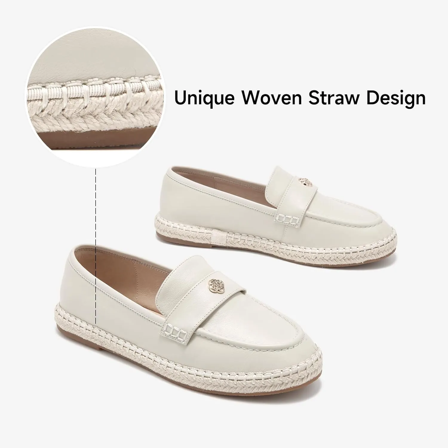 BEAU TODAY Women's Black Solid Casual Loafers, Breathable Lightweight Penny Loafers for Women, Slip-On Leather Loafers, Walking Flats