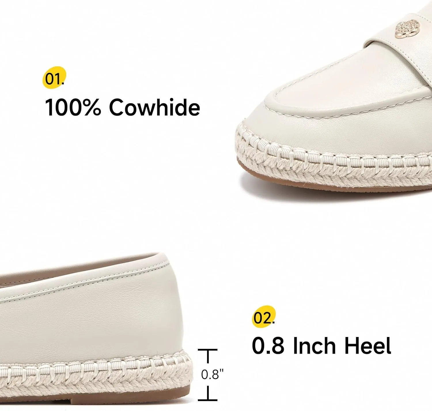 BEAU TODAY Women's Black Solid Casual Loafers, Breathable Lightweight Penny Loafers for Women, Slip-On Leather Loafers, Walking Flats