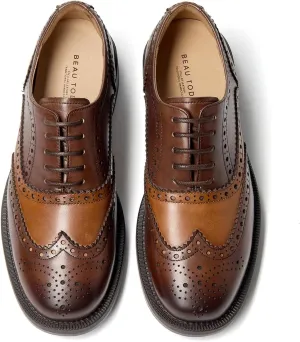 BEAU TODAY Women's Oxfords Dress Shoes, Leather Lace-Up Oxfords for Women, Comfortable Formal Cap Toe Business Casual Non Slip Office Driving Oxfords Shoes