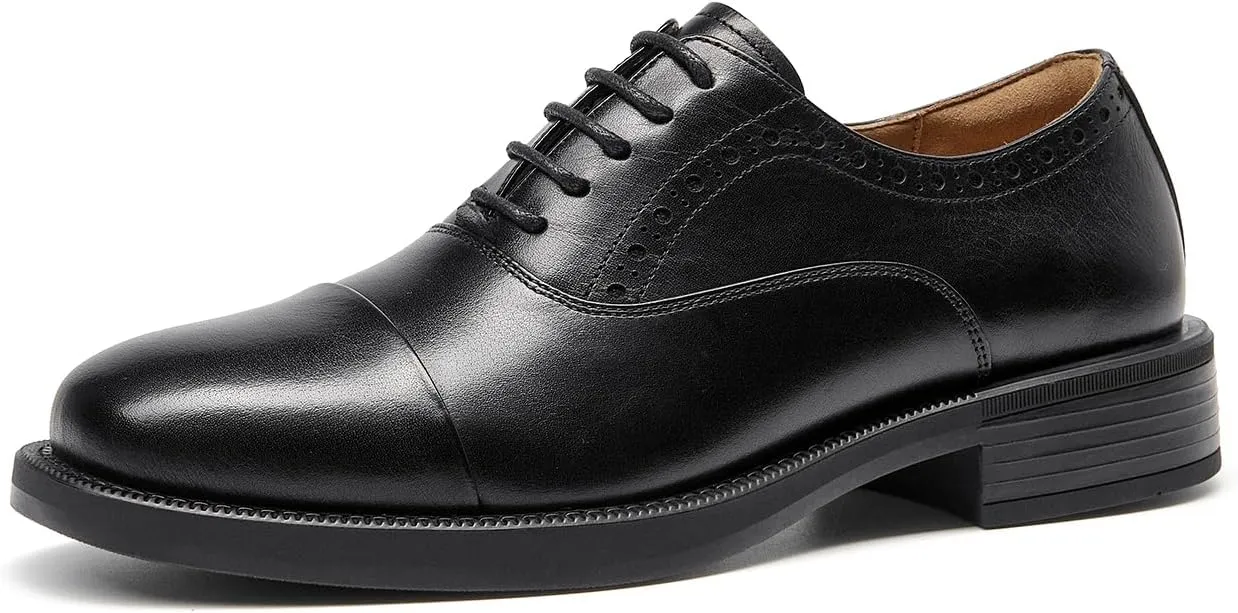 BEAU TODAY Women's Oxfords Dress Shoes, Leather Lace-Up Oxfords for Women, Comfortable Formal Cap Toe Business Casual Non Slip Office Driving Oxfords Shoes
