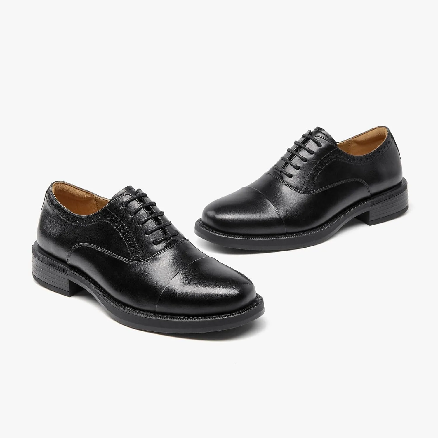 BEAU TODAY Women's Oxfords Dress Shoes, Leather Lace-Up Oxfords for Women, Comfortable Formal Cap Toe Business Casual Non Slip Office Driving Oxfords Shoes