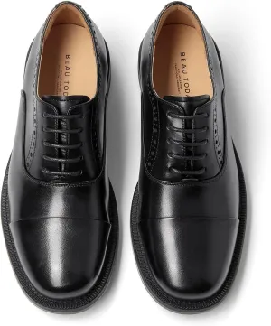 BEAU TODAY Women's Oxfords Dress Shoes, Leather Lace-Up Oxfords for Women, Comfortable Formal Cap Toe Business Casual Non Slip Office Driving Oxfords Shoes