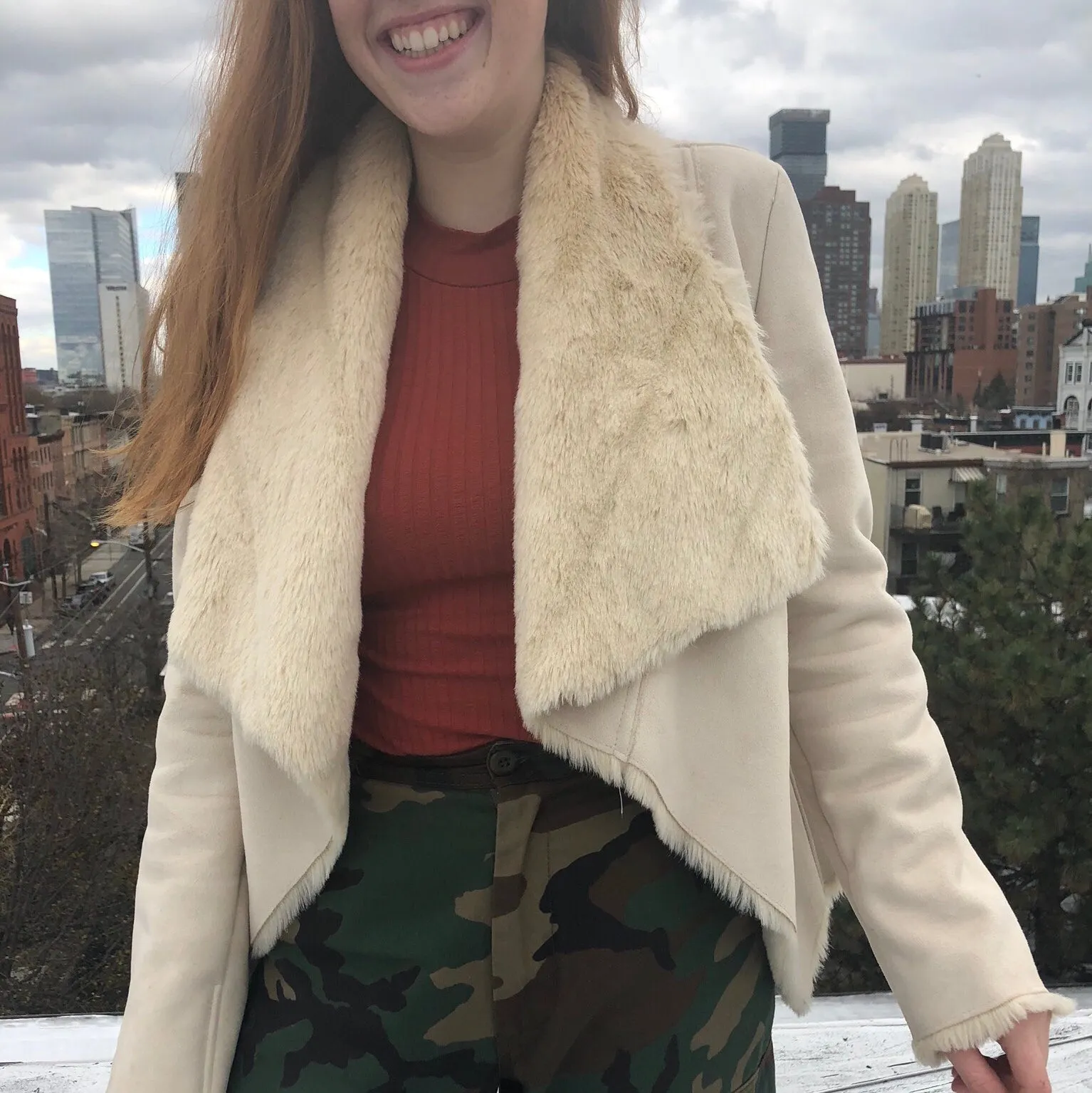 BEBE Open Front Faux Jacket