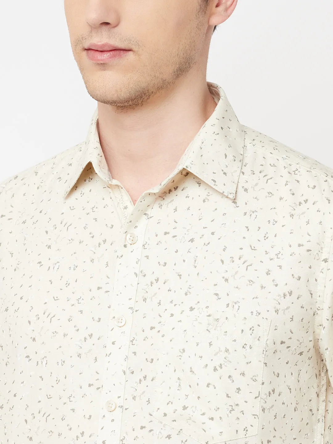 Beige Printed Casual Shirt