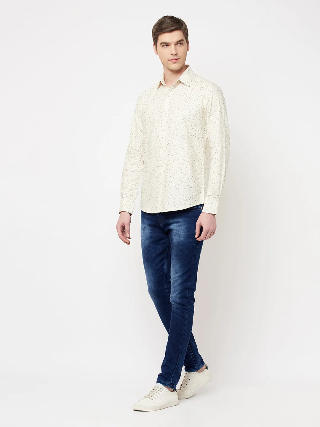 Beige Printed Casual Shirt