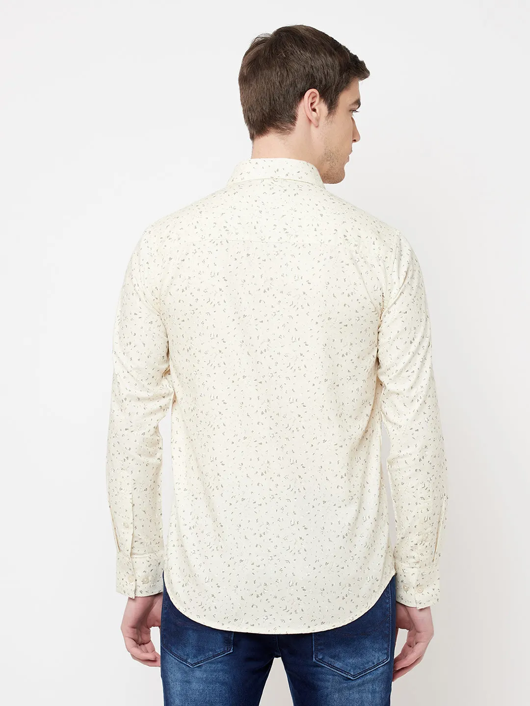 Beige Printed Casual Shirt