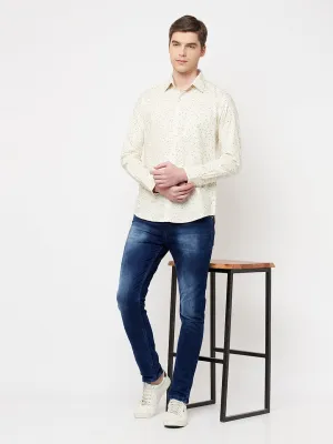 Beige Printed Casual Shirt
