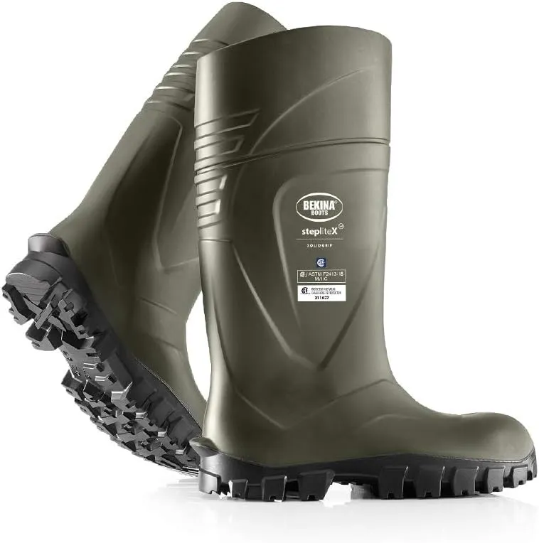 Bekina StepliteX SolidGrip S4 Safety Toe Wellington Boots for Men and Women - Lightweight Waterproof Insulated Non Slip Steel Toe Boots for Men and Women; ASTM Rated