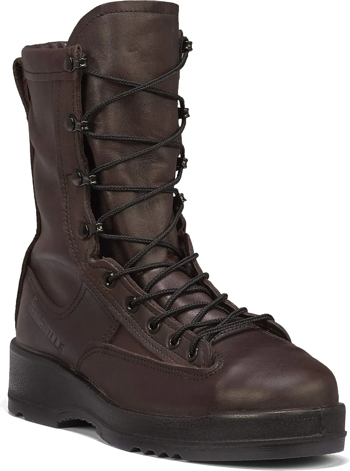 Belleville Arm Your Feet 330 ST 8" Men's Wet Weather Flight Steel Toe Military Boots for Men - Navy Aviator Brown Leather with Dri-Lex Lining & Chevron Outsole - Berry Compliant