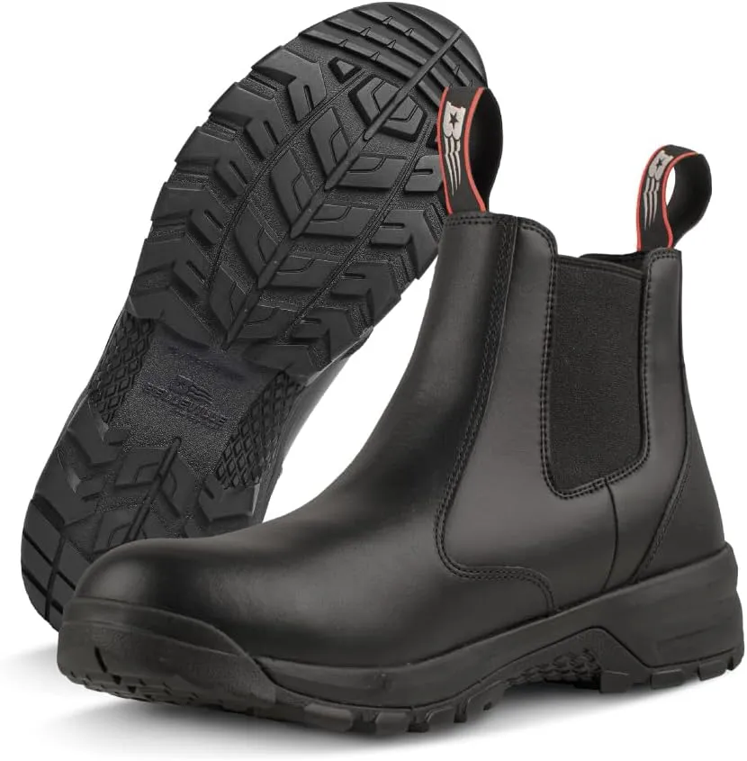 Belleville Spear Point BV911 Quick-Release Station Work Boots for Men - 6” Slip-On Full-Grain Leather with Oil- and Slip-Resistant Rubber Outsole