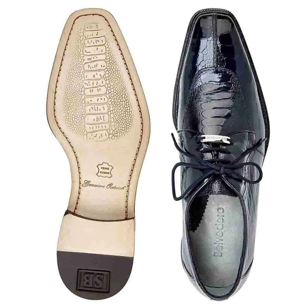 Belvedere Siena Men's Oxfords Navy Genuine Ostrich Shoe