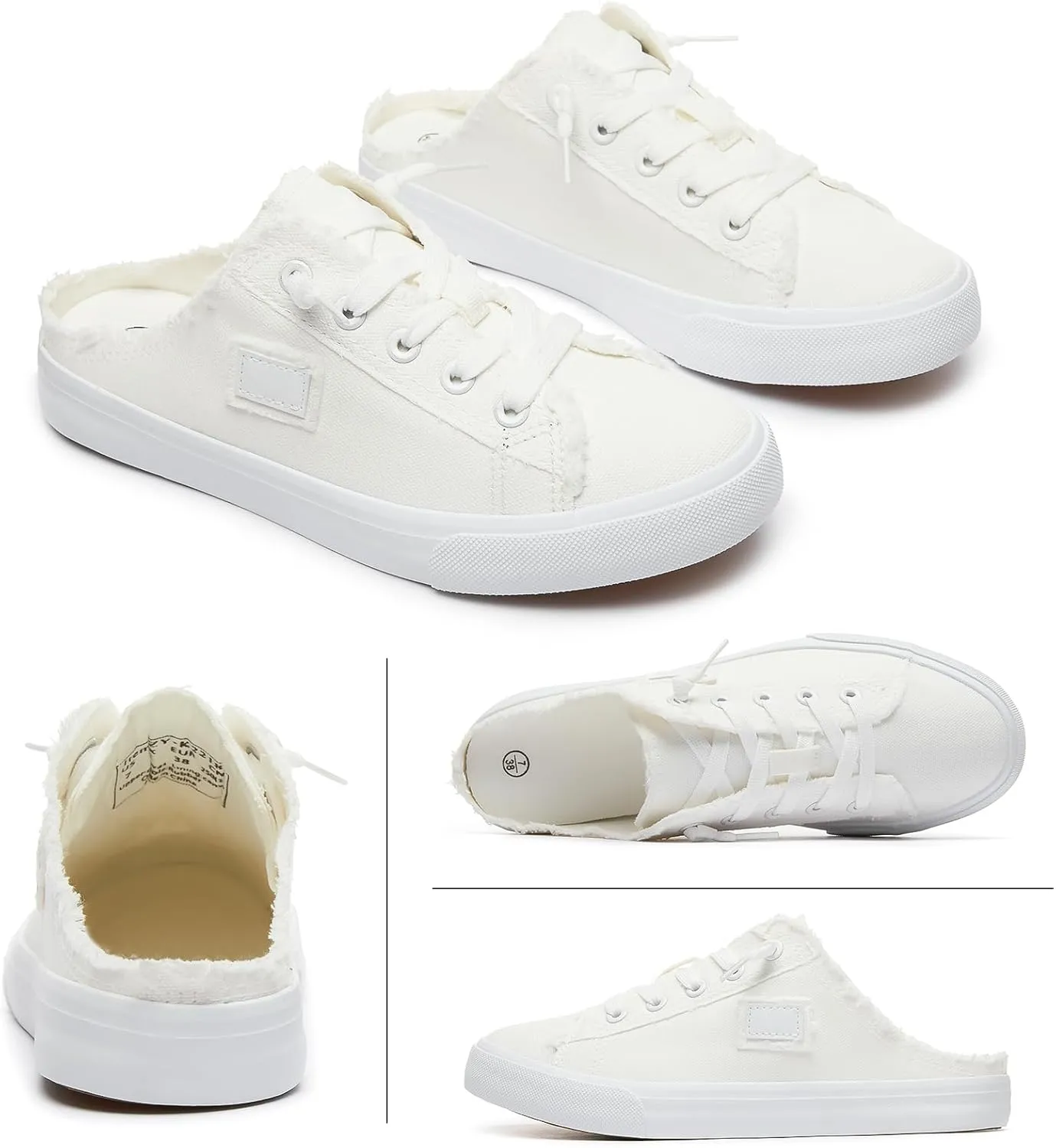 BENPAO Women's Slip on Sneakers Canvas Slip ons Shoes Fashion Comfortable Mules Womens Non Slip Loafers Casual Backless Shoes