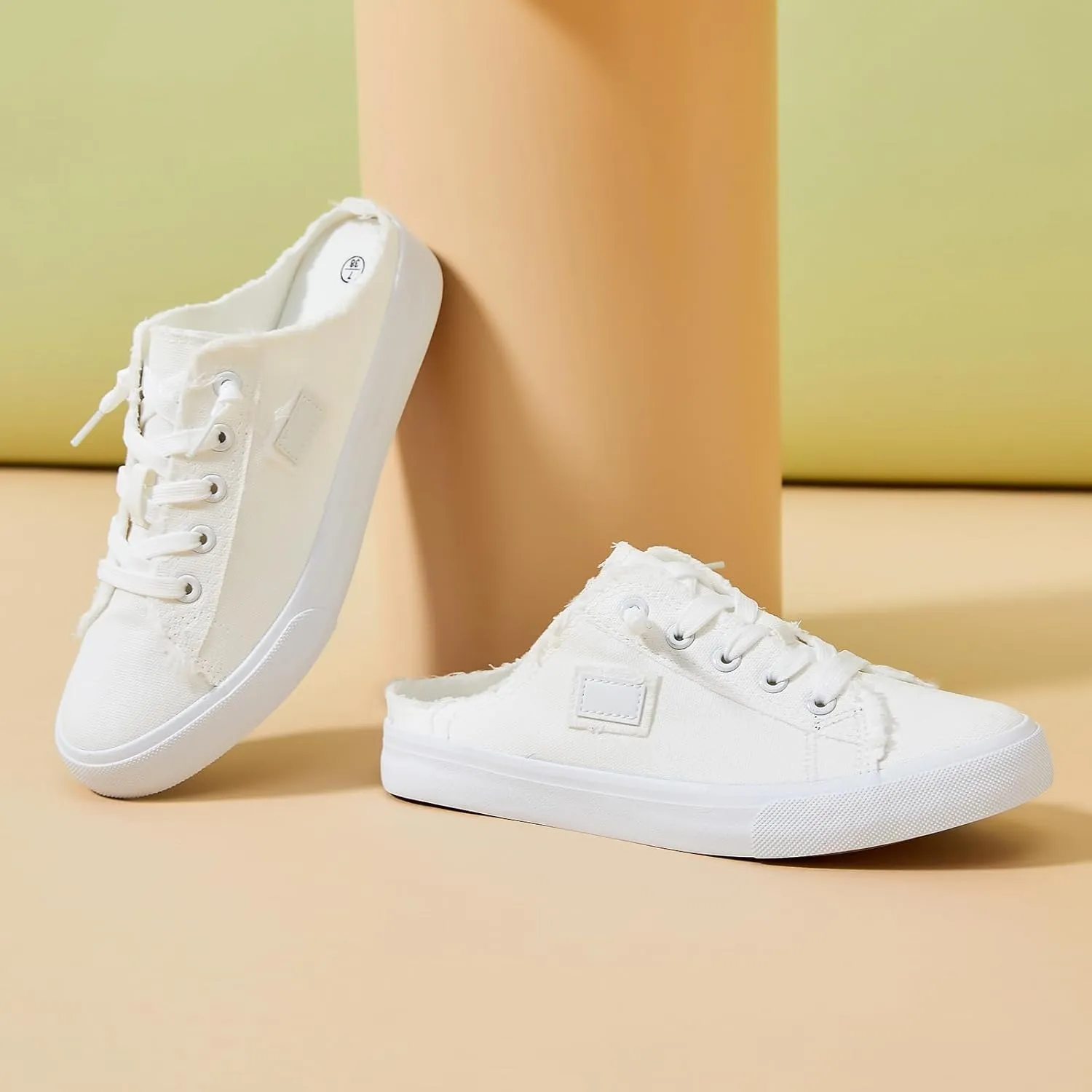 BENPAO Women's Slip on Sneakers Canvas Slip ons Shoes Fashion Comfortable Mules Womens Non Slip Loafers Casual Backless Shoes