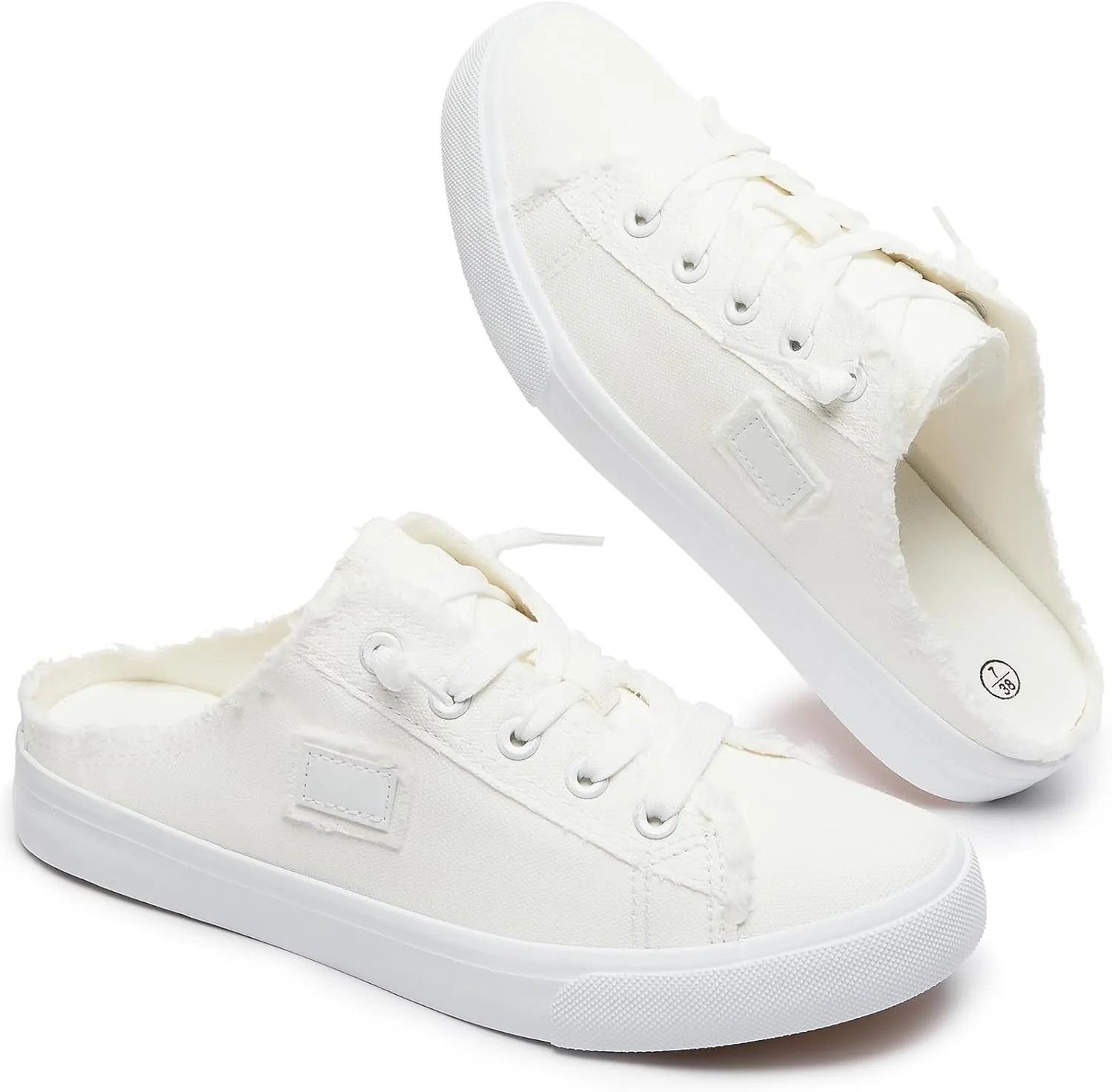 BENPAO Women's Slip on Sneakers Canvas Slip ons Shoes Fashion Comfortable Mules Womens Non Slip Loafers Casual Backless Shoes