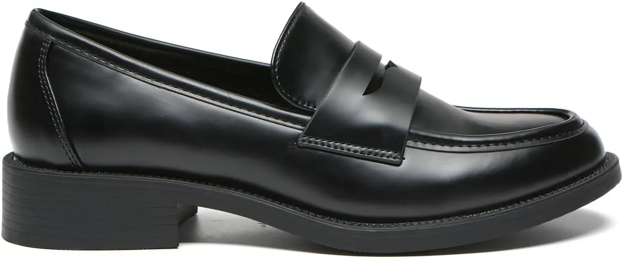 Bernal Loafers for Women Chunky Platform Penny Loafers Fashion Slip On School Shoes Work Shoes with Buckle