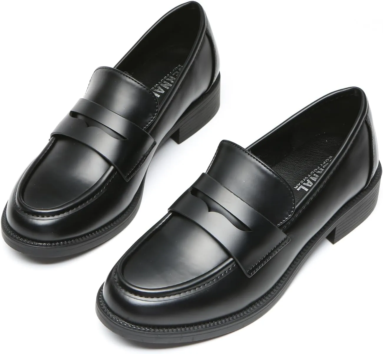 Bernal Loafers for Women Chunky Platform Penny Loafers Fashion Slip On School Shoes Work Shoes with Buckle