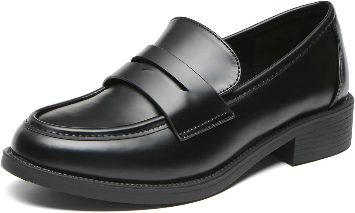 Bernal Loafers for Women Chunky Platform Penny Loafers Fashion Slip On School Shoes Work Shoes with Buckle