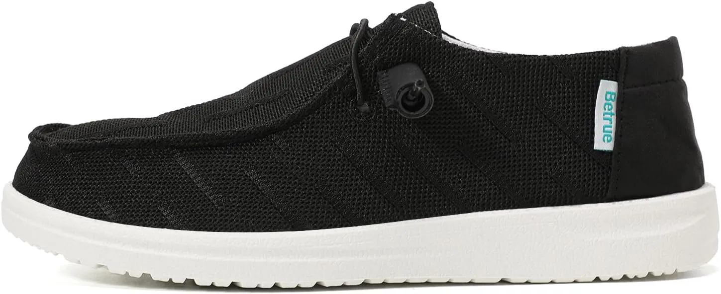 Betrue Women's Lightweight Boat Shoes, Casual Loafers, Slip On Deck Shoes, Breathable Canvas Sneakers