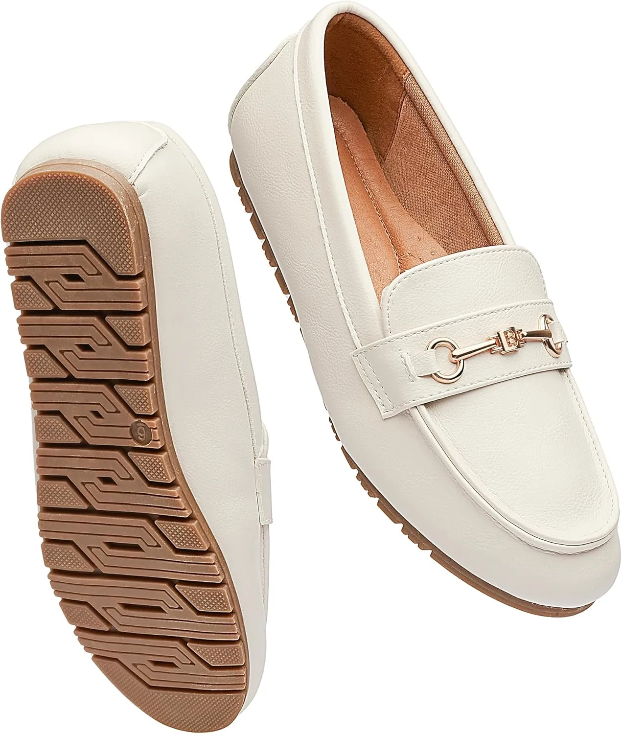 BGSTGUDS Women's Wide Loafers Shoes Cute Dressy Shoes Ladies Comfort Slip Ons Work Shoes