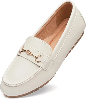 BGSTGUDS Women's Wide Loafers Shoes Cute Dressy Shoes Ladies Comfort Slip Ons Work Shoes