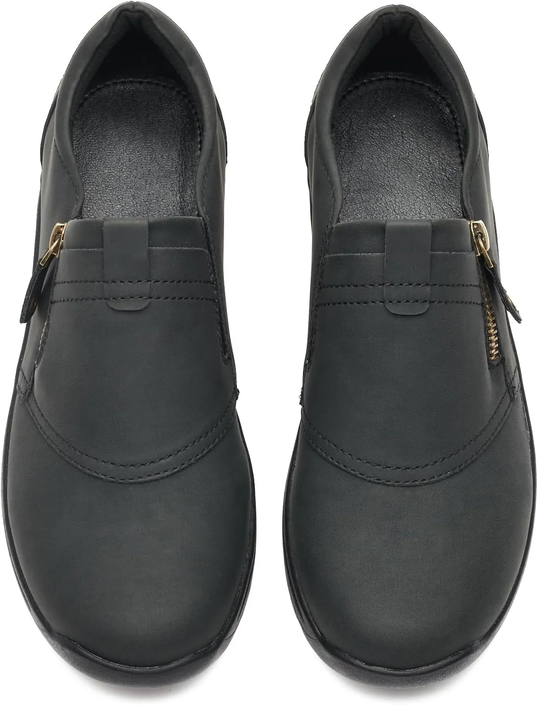 BGSTGUDS Women's Wide Width Loafers Shoes Black Wide Toe Box Dress Shoes Slip on Casual Work Flats
