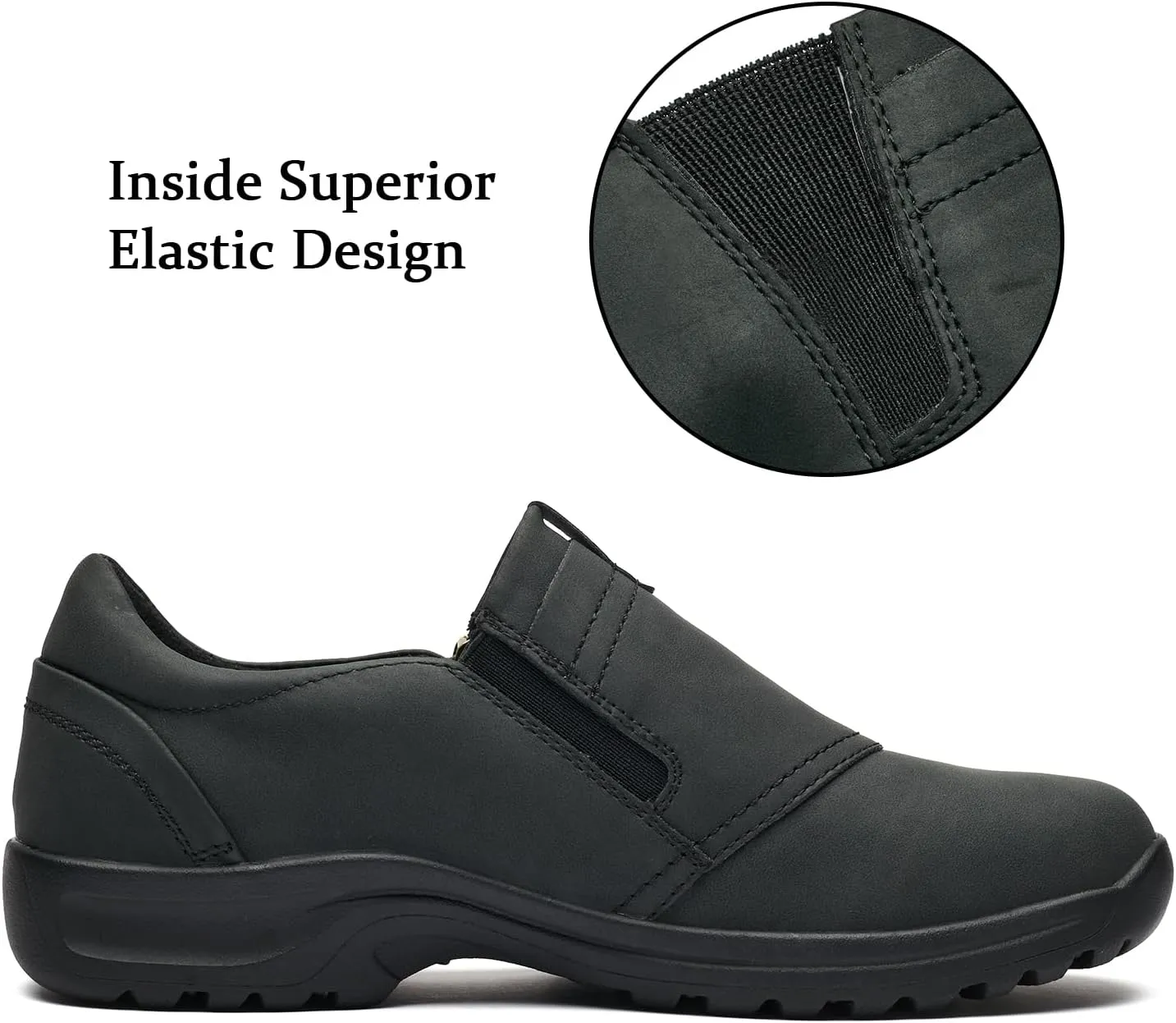 BGSTGUDS Women's Wide Width Loafers Shoes Black Wide Toe Box Dress Shoes Slip on Casual Work Flats