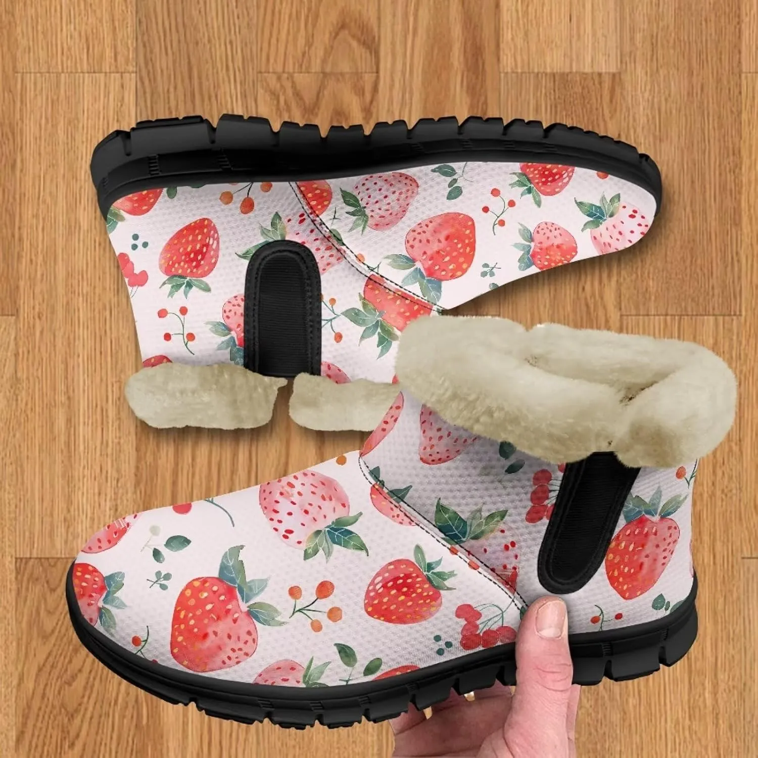 Binienty Winter Snow Boots for Women Comfy Ankle Booties Fur Flannel Lined Warm Walking Boots