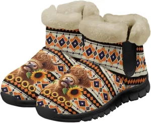 Binienty Women Men Ankle Boots Comfort Slip On Winter Warm Non Skid Plush Snow Boots