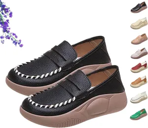 Biscalo Loafers for Women, Soft Soled Leather Corrective Loafers for Women, Comfortable Casual Walking Shoes