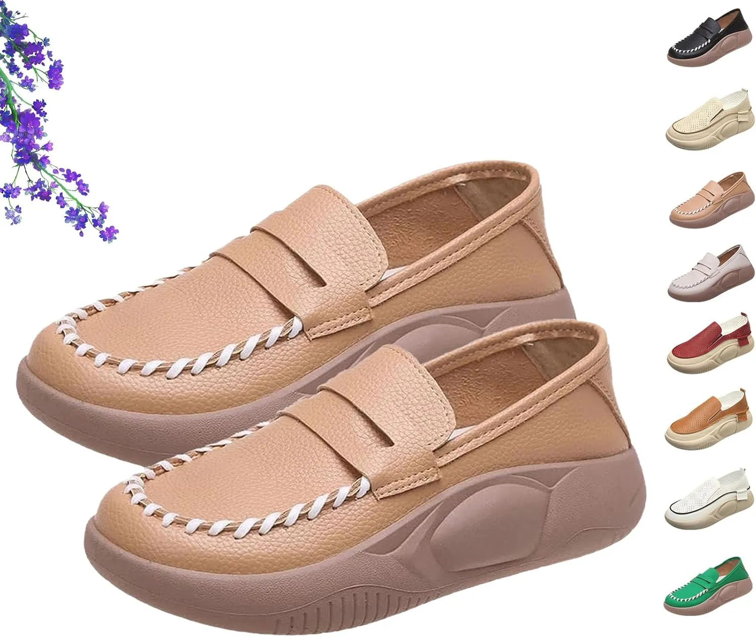 Biscalo Loafers for Women, Soft Soled Leather Corrective Loafers for Women, Comfortable Casual Walking Shoes