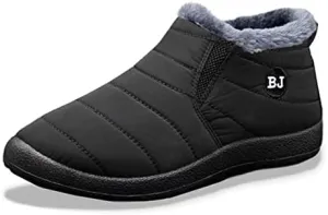BJ Women's Warm Sheepskin-lined Boots, Fumettin Sheepskin Lined Boots, Womens Orthopedic Snow Boots Winter Shoes Warm Fur Lined Anti-Slip Ankle Booties Outdoor Slip On Waterproof Booties Comfortable Warm Shoes