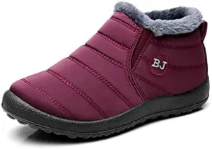 BJ Women's Warm Sheepskin-lined Boots, Fumettin Sheepskin Lined Boots, Womens Orthopedic Snow Boots Winter Shoes Warm Fur Lined Anti-Slip Ankle Booties Outdoor Slip On Waterproof Booties Comfortable Warm Shoes