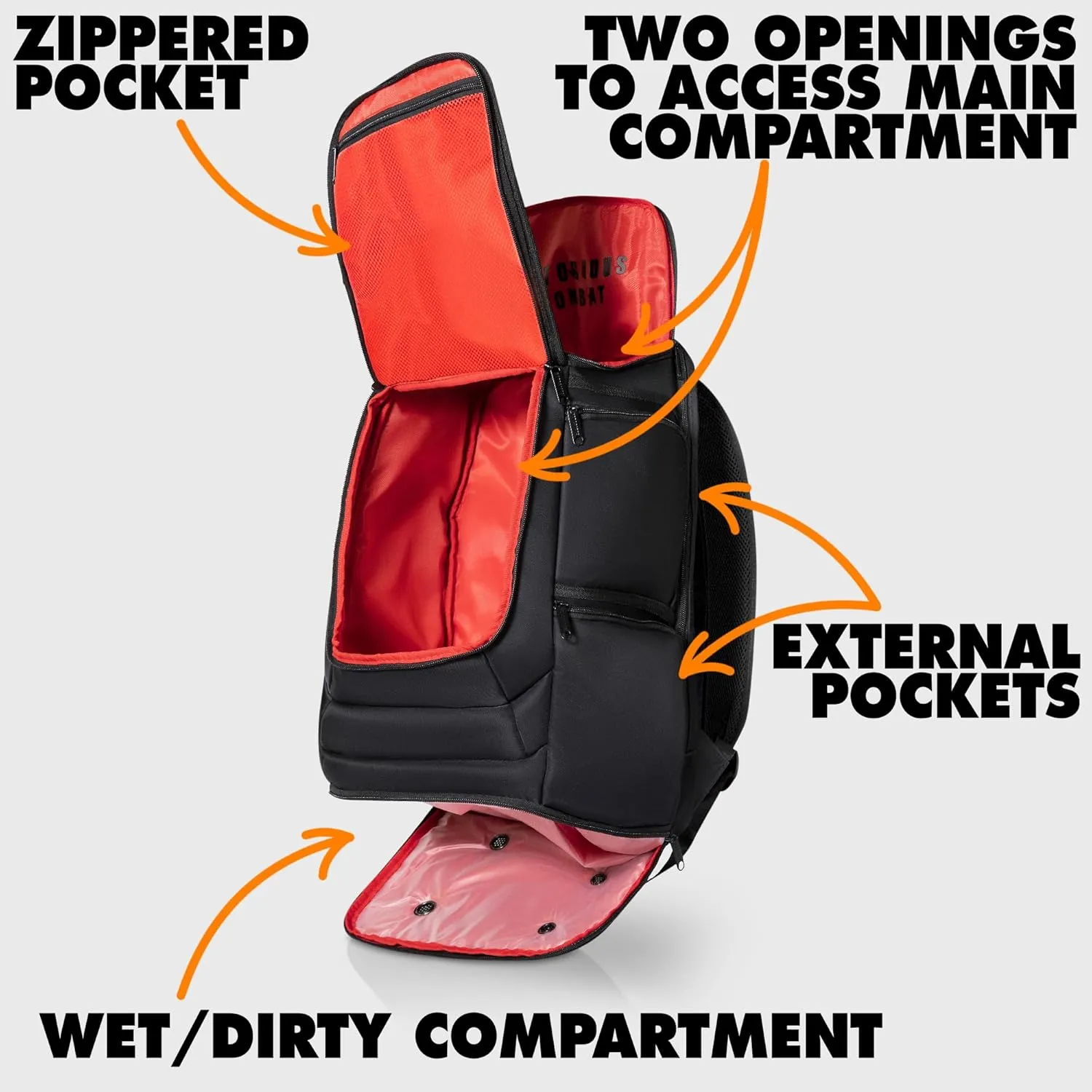 BJJ Jiu Jitsu Backpack - Wet Compartment for Gi, Rashguard, or Shoes - Martial Arts Gear, Boxing, and MMA