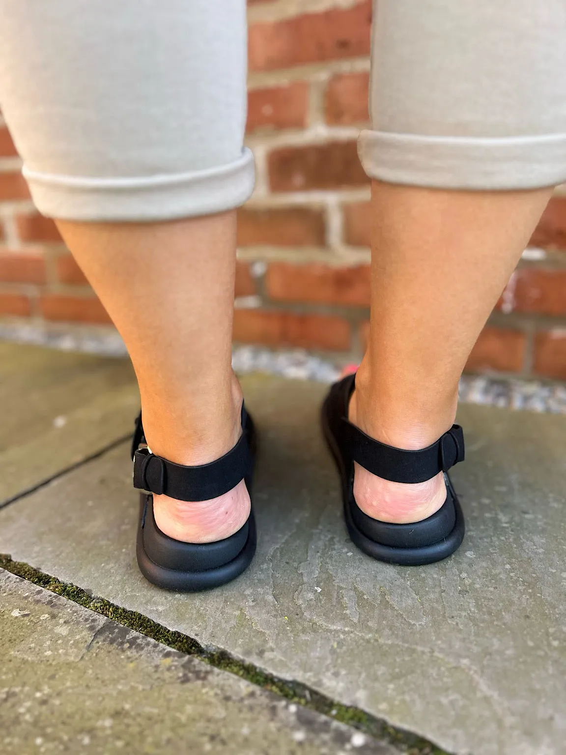 Black Buckle Strap Sandals