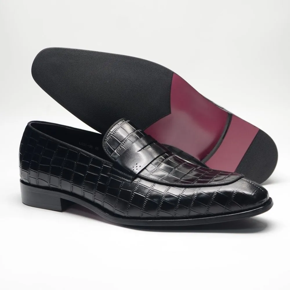 Black Leather Crocodile Loafers Men's Business Casual Leather Shoes