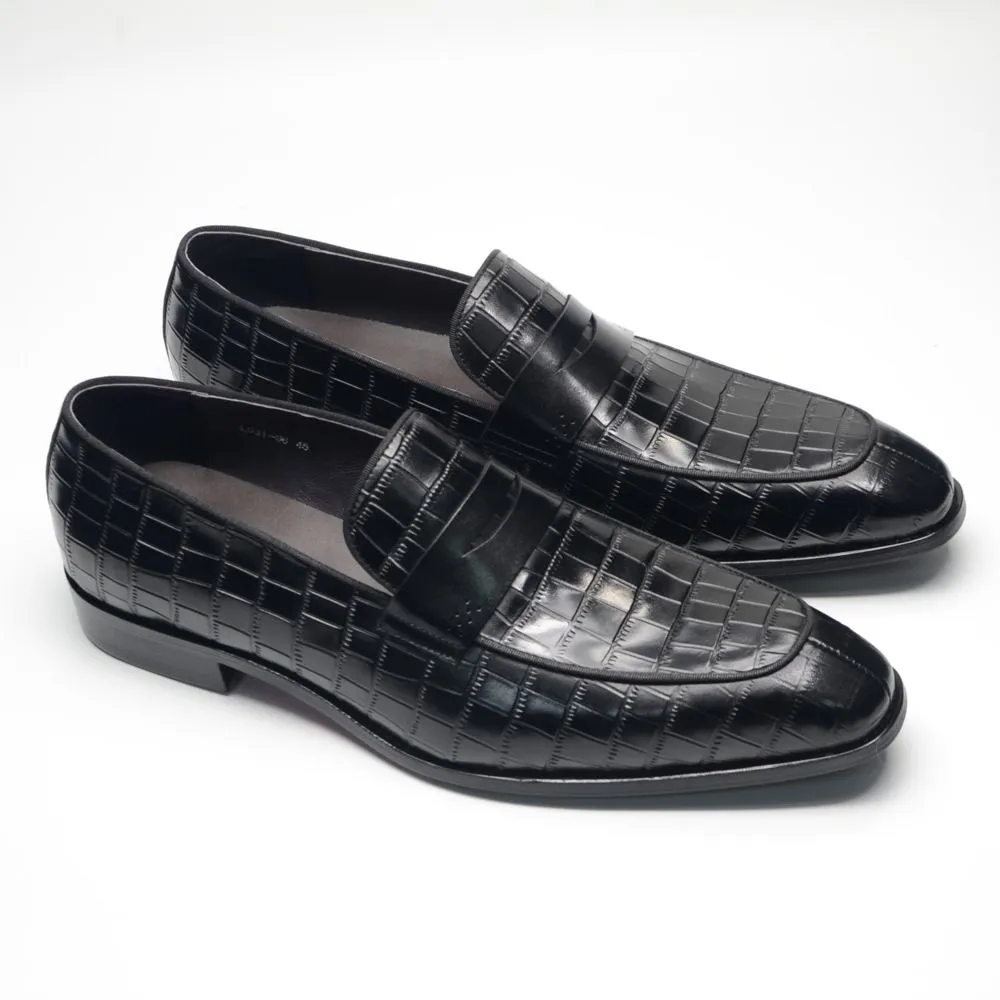 Black Leather Crocodile Loafers Men's Business Casual Leather Shoes