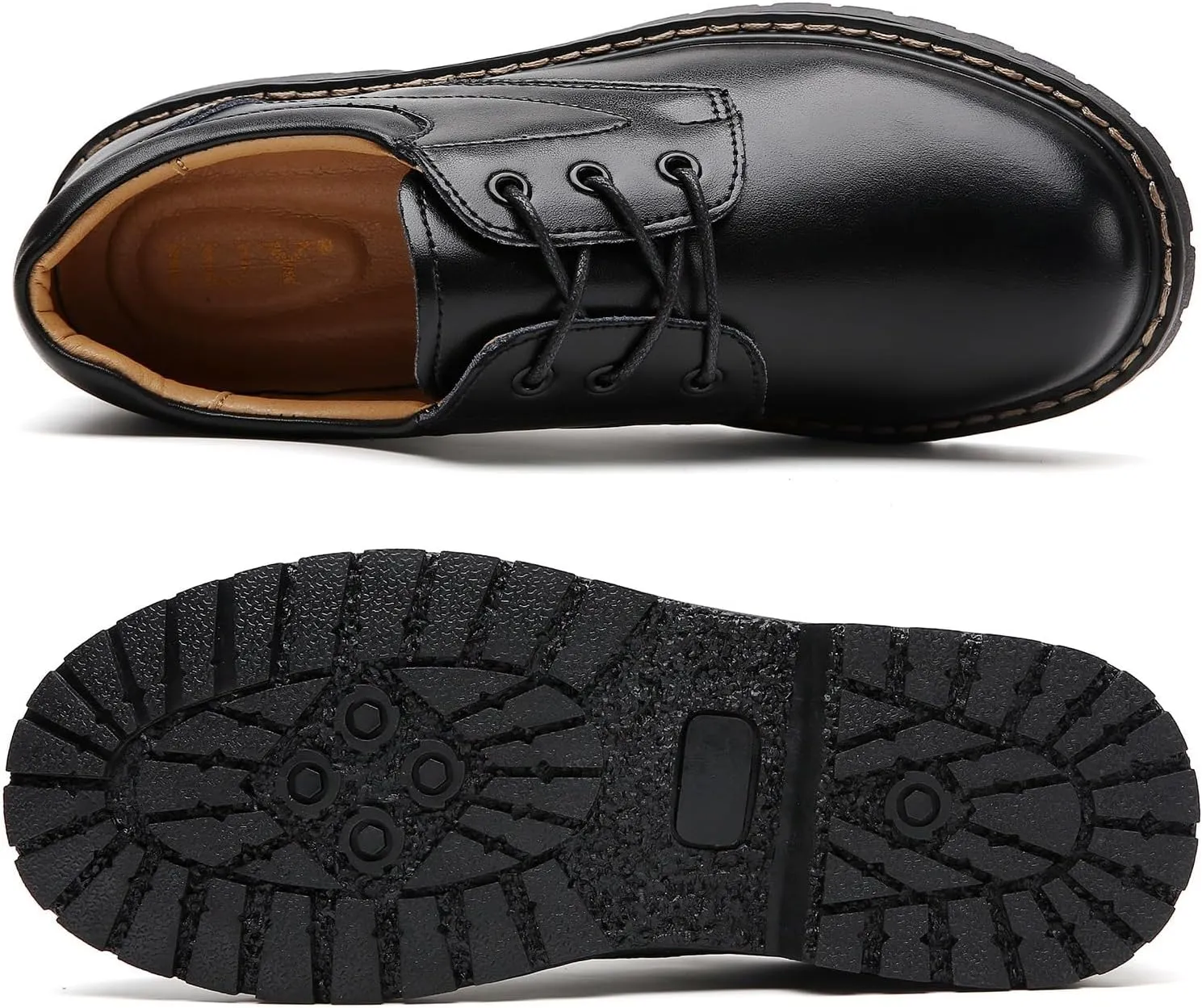 Black Oxford Shoes for Women Leather Work Office Non Slip Dress Shoes Comfortable Shoes
