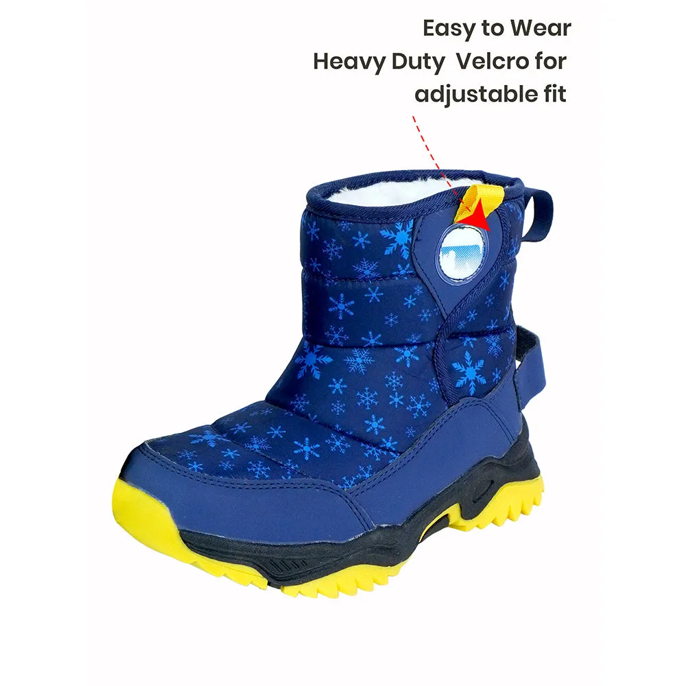 Blue Snowflake Waterproof Winter Snow Boots for Kids for Minus Degree Temperature